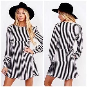 Stripes on Point Long Sleeve Boho Dress